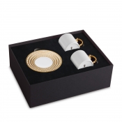L'Objet Perle Gold Espresso Cup + Saucer - Set 2
