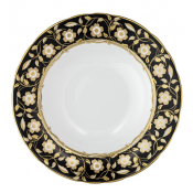 Royal Crown Derby Primrose Rimmed Soup Bowl / Black - 8.5"