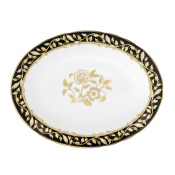 Royal Crown Derby Primrose Open Vegetable Dish / Black - 9"