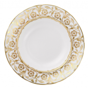 Royal Crown Derby Primrose Rimmed Soup Bowl / White- 8.5"