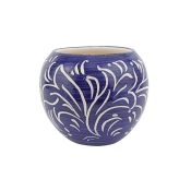 Vietri Rustic Garden Blue Scroll Small Round Planter