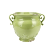 Vietri Rustic Garden Pistachio Basil Round Planter