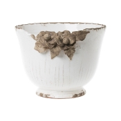 Vietri Rustic Garden White Planter w/ Flowers