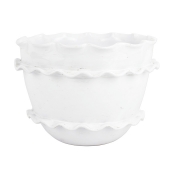 Vietri Rustic Garden White Ruffle Round Planter