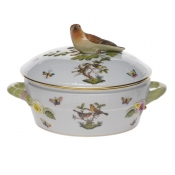 Herend Rothschild Bird Covered Vegetable Medium w /Bird 2.5Pt 6"H