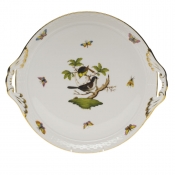 Herend Rothschild Bird Round Tray W/Handles11.25"D