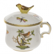 Herend Rothschild Bird Pot De Creme W/Bird (3 Oz)