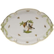 Herend Rothschild Bird Ribbon Tray W/Green Ribbon 15.