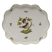 Herend Rothschild Bird Scallop Tray11.25"L X 9.5"W