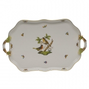 Herend Rothschild Bird Rec Tray W/Acorn Handles18"L