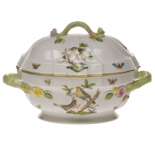 Herend Rothschild Bird Tureen W/Branch(2 Qt) 9.5"H