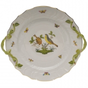 Herend Rothschild Bird Chop Plate W/Handles12"D