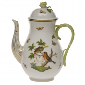 Herend Rothschild Bird Coffee Pot W/Rose(60 Oz) 10"
