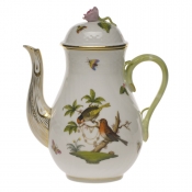 Herend Rothschild Bird Coffee Pot W/Rose(36 Oz) 8.5