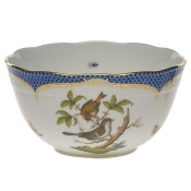 Herend Rothschild Bird Blue Border Round Bowl(3.5 Pt) 7.5"D