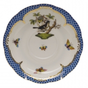Herend Rothschild Bird Blue Border Tea Saucer - Motif 01 6"D