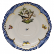Herend Rothschild Bird Blue Border Tea Saucer - Motif 02 6"D