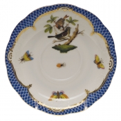 Herend Rothschild Bird Blue Border Tea Saucer - Motif 04 6"D