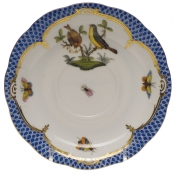 Herend Rothschild Bird Blue Border Tea Saucer - Motif 07 6"D
