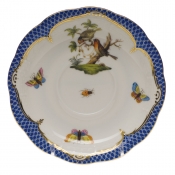 Herend Rothschild Bird Blue Border Tea Saucer - Motif 10 6"D