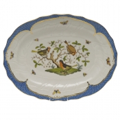 Herend Rothschild Bird Blue Border Platter17"L X 12.5"W