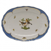 Herend Rothschild Bird Blue Border Platter15"L X 11.5"W