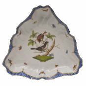Herend Rothschild Bird Blue Border Triangle Dish9.5"L