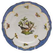 Herend Rothschild Bird Blue Border Salad Plate - Motif 02 7.5"D