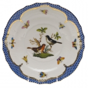 Herend Rothschild Bird Blue Border Salad Plate - Motif 05 7.5"D
