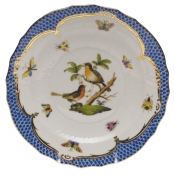 Herend Rothschild Bird Blue Border Salad Plate - Motif 08 7.5"D