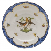 Herend Rothschild Bird Blue Border Salad Plate - Motif 09 7.5"D