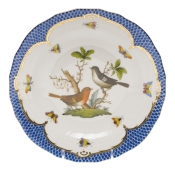Herend Rothschild Bird Blue Border Dessert Plate - Motif 05 8.25"