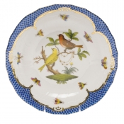 Herend Rothschild Bird Blue Border Dessert Plate - Motif 06 8.25"