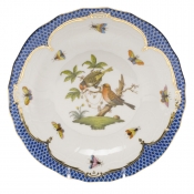 Herend Rothschild Bird Blue Border Dessert Plate - Motif 10 8.25"
