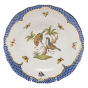 Herend Rothschild Bird Blue Border Dessert Plate - Motif 12 8.25"