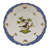 Herend Rothschild Bird Blue Border Dinner Plate - Motif 01 10.5"D