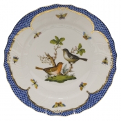 Herend Rothschild Bird Blue Border Dinner Plate - Motif 05 10.5"D
