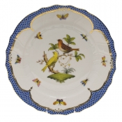 Herend Rothschild Bird Blue Border Dinner Plate - Motif 06 10.5"D