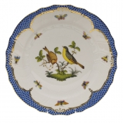 Herend Rothschild Bird Blue Border Dinner Plate - Motif 07 10.5"D