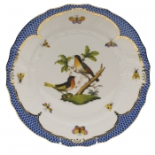 Herend Rothschild Bird Blue Border Dinner Plate - Motif 08 10.5"D
