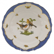 Herend Rothschild Bird Blue Border Dinner Plate - Motif 09 10.5"D
