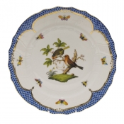 Herend Rothschild Bird Blue Border Dinner Plate - Motif 10 10.5"D