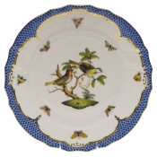 Herend Rothschild Bird Blue Border Dinner Plate - Motif 11 10.5"D