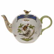 Herend Rothschild Bird Blue Border Tea Pot W/Bird (36 Oz) 5.5"H