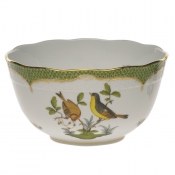 Herend Rothschild Bird Green Border Round Bowl(3.5 Pt) 7.5"D
