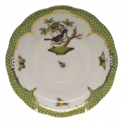 Herend Rothschild Bird Green Border Tea Saucer - Motif 01 6"D