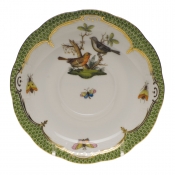 Herend Rothschild Bird Green Border Tea Saucer - Motif 05 6"D