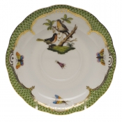 Herend Rothschild Bird Green Border Tea Saucer - Motif 08 6"D