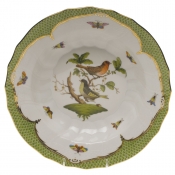 Herend Rothschild Bird Green Border Rim Soup - Motif 03 9.5"D