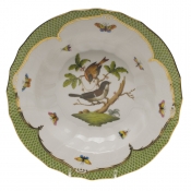 Herend Rothschild Bird Green Border Rim Soup - Motif 04 9.5"D